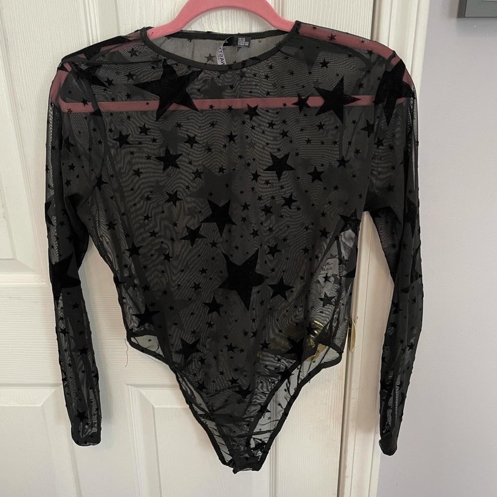 Nasty Gal mesh black star bodysuit